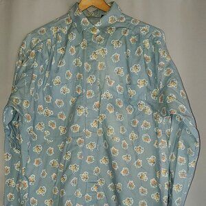 Vintage LIZ CLAIBORNE/LIZSPORT (Women's Blue Button Up Shirt With Flower Print)
